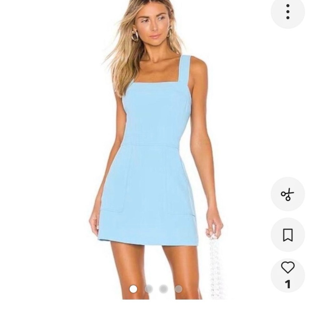 Amanda Uprichard Baby Blue Square Neck Mini Dress